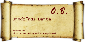 Ormándi Berta névjegykártya